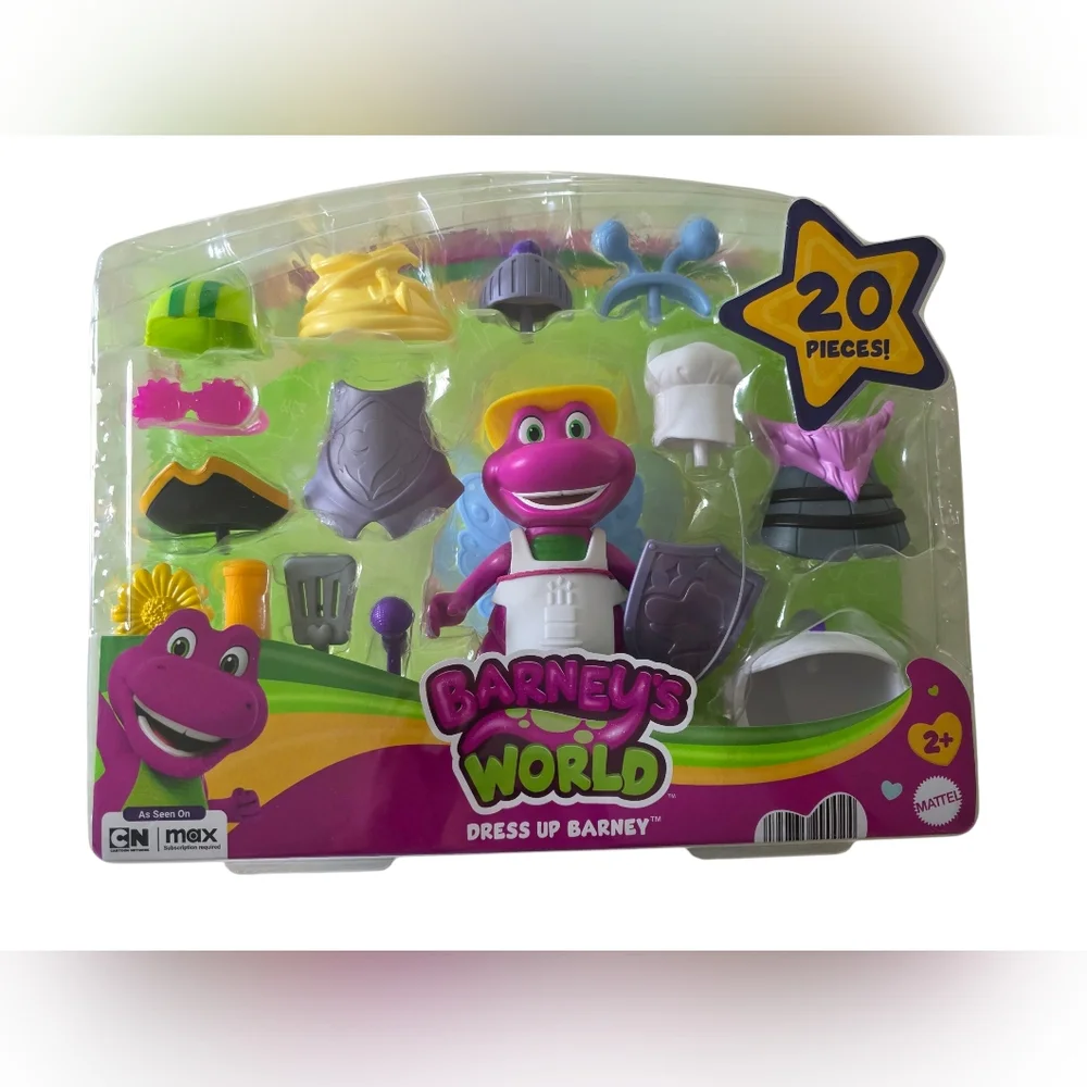 Barney World Dress Up Set Toy Mattel Pink Dinosaur Figure Figurine